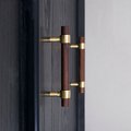 Dark brown wood and gold brass cylindrical shaped bar handle/wooden drawer pull/kitchen furniture hardware/modern cabinet handle/simple look