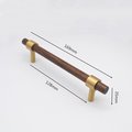 Dark brown wood and gold brass cylindrical shaped bar handle/wooden drawer pull/kitchen furniture hardware/modern cabinet handle/simple look