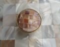 Checked pink mother of pearl drawer pull/pink pearl cabinet handle/pearl furniture hardware/pink shell cabinet pull/gold pearl door knob