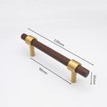Dark brown wood and gold brass cylindrical shaped bar handle/wooden drawer pull/kitchen furniture hardware/modern cabinet handle/simple look