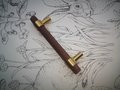 Dark brown wood and gold brass cylindrical shaped bar handle/wooden drawer pull/kitchen furniture hardware/modern cabinet handle/simple look