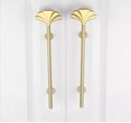 Gold cabinet bar handle with art nouveau style radiating fan pattern/long drawer pull/wardrobe door handle/home improvement/door handle