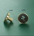 Round gold brass walnut wood and shell inlay drawer pull/Intricate pearl inlay cabinet pull/waterlily door handle/clover leaf design handle