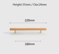 Smooth light wood and brass cabinet bar handle/Ash, Beech or Oak drawer pull/Wooden furniture hardware/Light wood and gold brass door handle