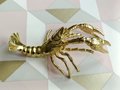 Gold solid brass lobster cabinet pull/Sea creature shaped door handle/beach themed drawer knob/brass furniture hardware/Crab shaped handle
