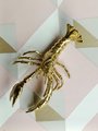 Gold solid brass lobster cabinet pull/Sea creature shaped door handle/beach themed drawer knob/brass furniture hardware/Crab shaped handle