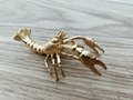 Gold solid brass lobster cabinet pull/Sea creature shaped door handle/beach themed drawer knob/brass furniture hardware/Crab shaped handle