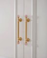 Geometric pink crystal and brass bar handle/Semi precious stone and brass drawer pull/unique cabinet handle/IKEA hack/wardrobe door handle