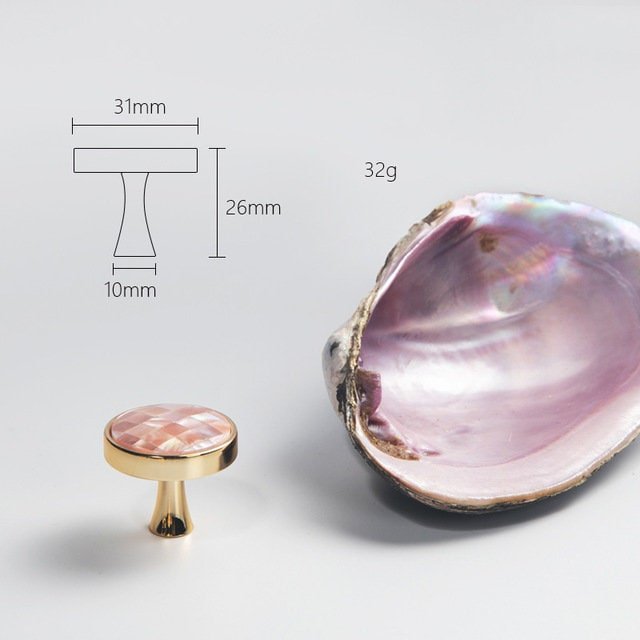 Checked pink mother of pearl drawer pull/pink pearl cabinet handle/pearl furniture hardware/pink shell cabinet pull/gold pearl door knob