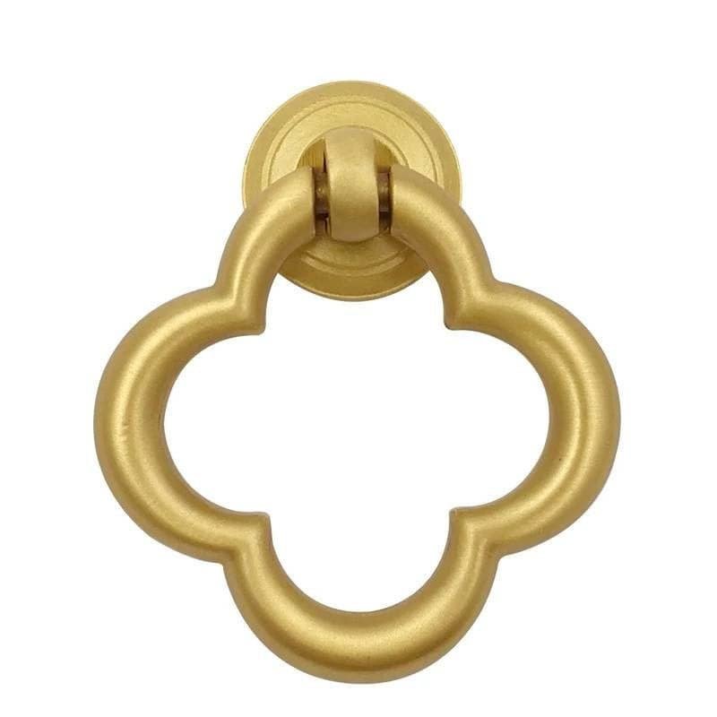 Gold brass clover shaped drop drawer pull/Gold brass gothic style cabinet handle/Four leaf clover shape door handle/Gold brass hardware