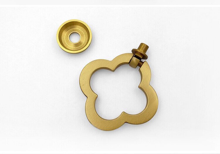 Gold brass clover shaped drop drawer pull/Gold brass gothic style cabinet handle/Four leaf clover shape door handle/Gold brass hardware
