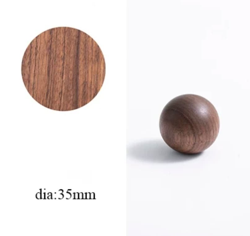 Wooden ball cabinet handle/Wood Ball drawer pull/Wooden furniture hardware/Natural wood door handle/Walnut, ash or beech wooden hardware