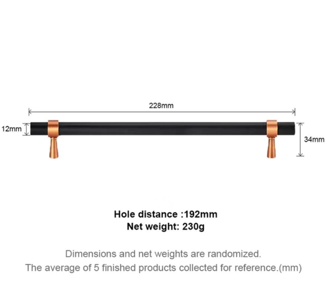 Rose Gold and Black cabinet bar handles/copper and black drawer pull/kitchen hardware/renovation project door handle/rose gold cabinet pulls
