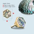 Rainbow mother of pearl and gold brass hexagonal drawer pull/Geometric pearl cabinet handle/Iridescent shell door knob/Abalone pearl handle