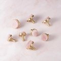 Round rose quartz crystal and brass drawer pull/large gemstone cabinet handle/pink crystal and brass door handle/Semi precious stone handle