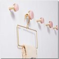 Round rose quartz crystal and brass drawer pull/large gemstone cabinet handle/pink crystal and brass door handle/Semi precious stone handle