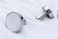 Round bright white mother of pearl and silver drawer handle/White pearl and shiny silver cabinet handle/Pearl shell and silver door knob