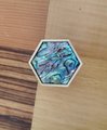 Rainbow mother of pearl and gold brass hexagonal drawer pull/Geometric pearl cabinet handle/Iridescent shell door knob/Abalone pearl handle