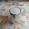 Round bright white mother of pearl and silver drawer handle/White pearl and shiny silver cabinet handle/Pearl shell and silver door knob