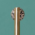 Shiny gold brass bar handle resting on semi precious stone balls/colourful cabinet handle/stone furniture hardware/crystal drawer pull