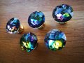 Sparkly rainbow crystal and gold cabinet pull/Glittery crystal door handle/Rainbow crystal drawer knob/ Furniture hardware/nursery decor