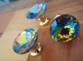 Sparkly rainbow crystal and gold cabinet pull/Glittery crystal door handle/Rainbow crystal drawer knob/ Furniture hardware/nursery decor