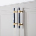 Smoke grey marble and brass bar handle/gray marble drawer pull/stone furniture hardware/marble and brass cabinet pull/Marble door handle