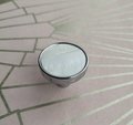Round bright white mother of pearl and silver drawer handle/White pearl and shiny silver cabinet handle/Pearl shell and silver door knob