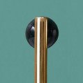 Shiny gold brass bar handle resting on semi precious stone balls/colourful cabinet handle/stone furniture hardware/crystal drawer pull