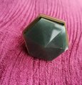 Green jade hexagonal shaped drawer pull/Green semi precious stone and brass cabinet handle/Geometric door knob/stone furniture hardware