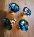 Sparkly rainbow crystal and gold cabinet pull/Glittery crystal door handle/Rainbow crystal drawer knob/ Furniture hardware/nursery decor