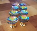 Sparkly rainbow crystal and gold cabinet pull/Glittery crystal door handle/Rainbow crystal drawer knob/ Furniture hardware/nursery decor
