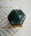 Green jade hexagonal shaped drawer pull/Green semi precious stone and brass cabinet handle/Geometric door knob/stone furniture hardware