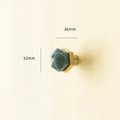 Green jade hexagonal shaped drawer pull/Green semi precious stone and brass cabinet handle/Geometric door knob/stone furniture hardware