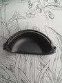 Gunmetal grey clam shell drawer pull/Gray cup shaped cabinet pull/Semi circle dark grey clam shell door handle/gunmetal kitchen hardware