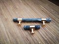 Smoke grey marble and brass bar handle/gray marble drawer pull/stone furniture hardware/marble and brass cabinet pull/Marble door handle