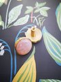 Pink Rose quartz and brass drawer knob/pink quartz crystal cabinet handles/mineral drawer pull/pink gemstone door handle/pink nursery decor