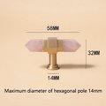 Luxury gold and rose pink quartz crystal hexagonal bar pull/gemstone drawer pull/crystal cabinet handle/gold door handle/hexagonal knob