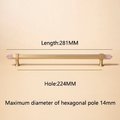 Luxury gold and rose pink quartz crystal hexagonal bar pull/gemstone drawer pull/crystal cabinet handle/gold door handle/hexagonal knob