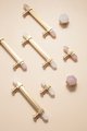 Luxury gold and rose pink quartz crystal hexagonal bar pull/gemstone drawer pull/crystal cabinet handle/gold door handle/hexagonal knob