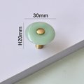Round green or white resin and brass drawer handle/Green or white cabinet pull/Round brass and green resin door knob/Green drawer knob/MCM