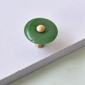 Round green or white resin and brass drawer handle/Green or white cabinet pull/Round brass and green resin door knob/Green drawer knob/MCM
