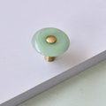 Round green or white resin and brass drawer handle/Green or white cabinet pull/Round brass and green resin door knob/Green drawer knob/MCM