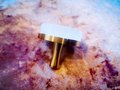 Round white quartz crystal and brass drawer pull/large gemstone cabinet handle/white crystal and brass door handle/Gemstone hardware