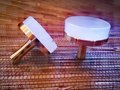 Round white quartz crystal and brass drawer pull/large gemstone cabinet handle/white crystal and brass door handle/Gemstone hardware