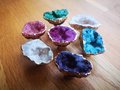 Bright coloured quartz crystal geode cabinet handles/gemstone drawer handle/crystal door handle/colourful semi precious stone door knob