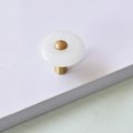 Round green or white resin and brass drawer handle/Green or white cabinet pull/Round brass and green resin door knob/Green drawer knob/MCM
