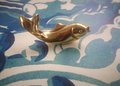 Shiny gold leaping fish drawer handle/koi carp cabinet pull/solid brass fish door handle/fish shaped drawer knob/gold furniture hardware