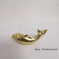 Shiny gold leaping fish drawer handle/koi carp cabinet pull/solid brass fish door handle/fish shaped drawer knob/gold furniture hardware