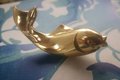 Shiny gold leaping fish drawer handle/koi carp cabinet pull/solid brass fish door handle/fish shaped drawer knob/gold furniture hardware